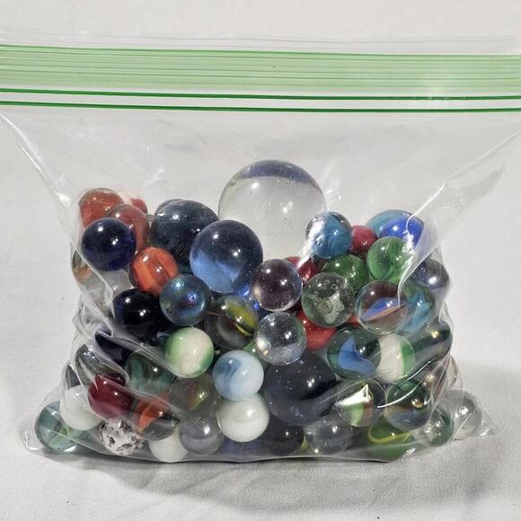 2 Lbs Mixed Assorted Lot Of Vintage - Current Glass Marbles + Shooters - Picture 2 of 3